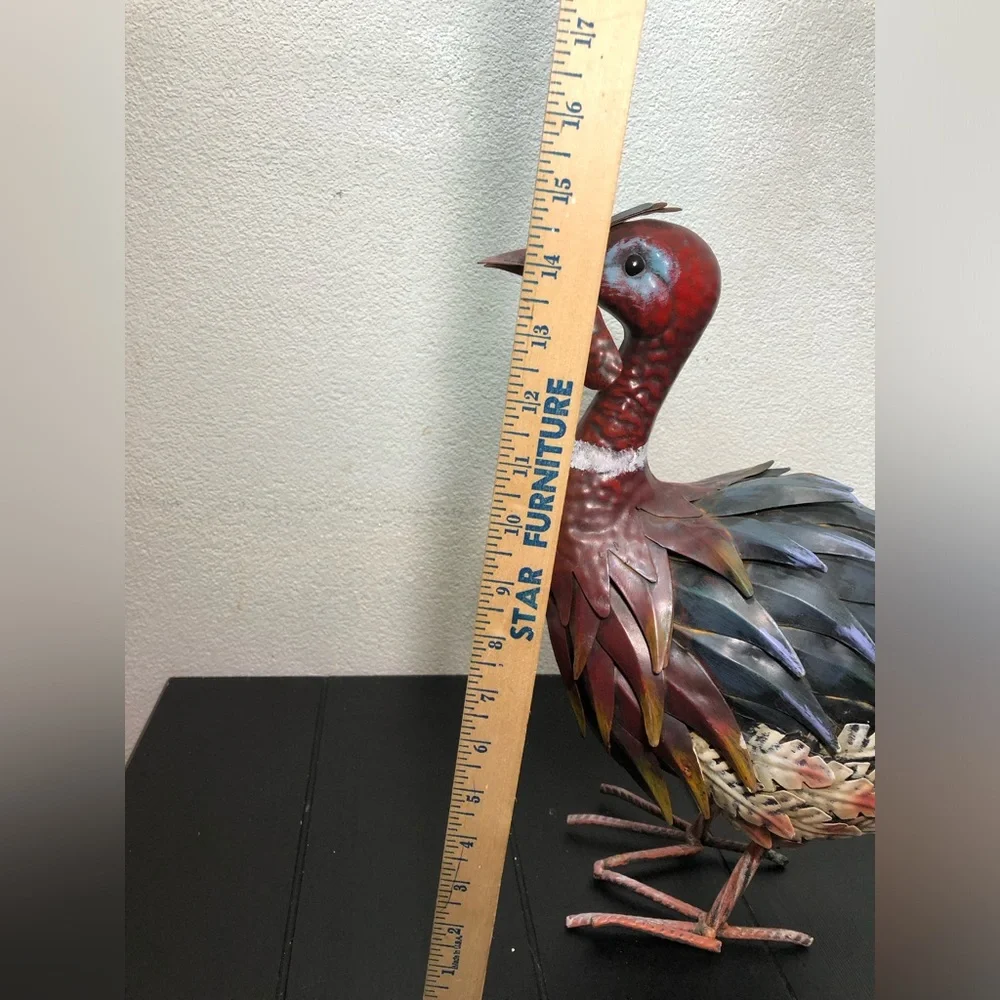 2 Metal Pheasant Bird Standing - Multicolor